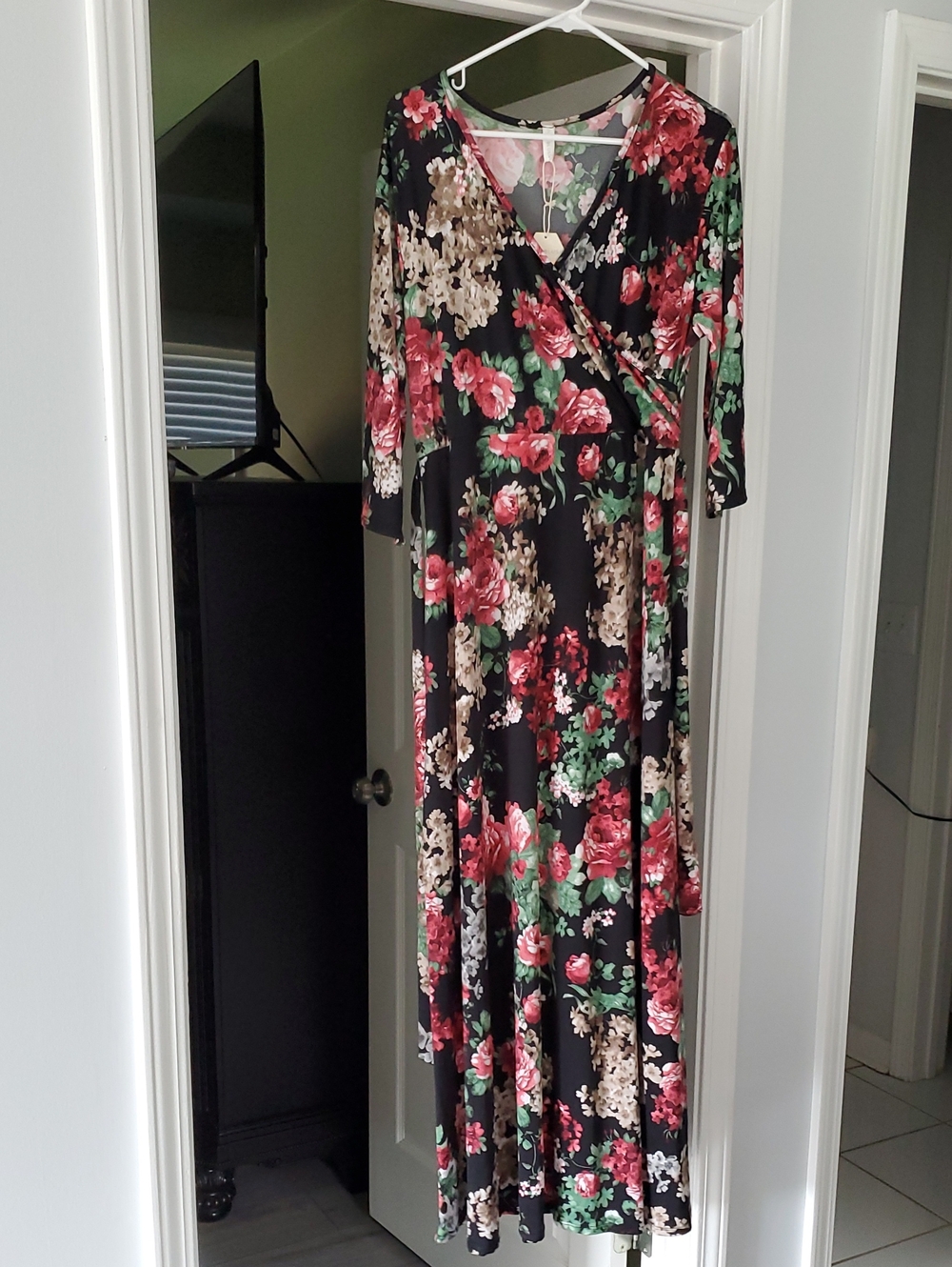 Pinkblush Plus Size Maternity Floral Wrap Maxi Dress